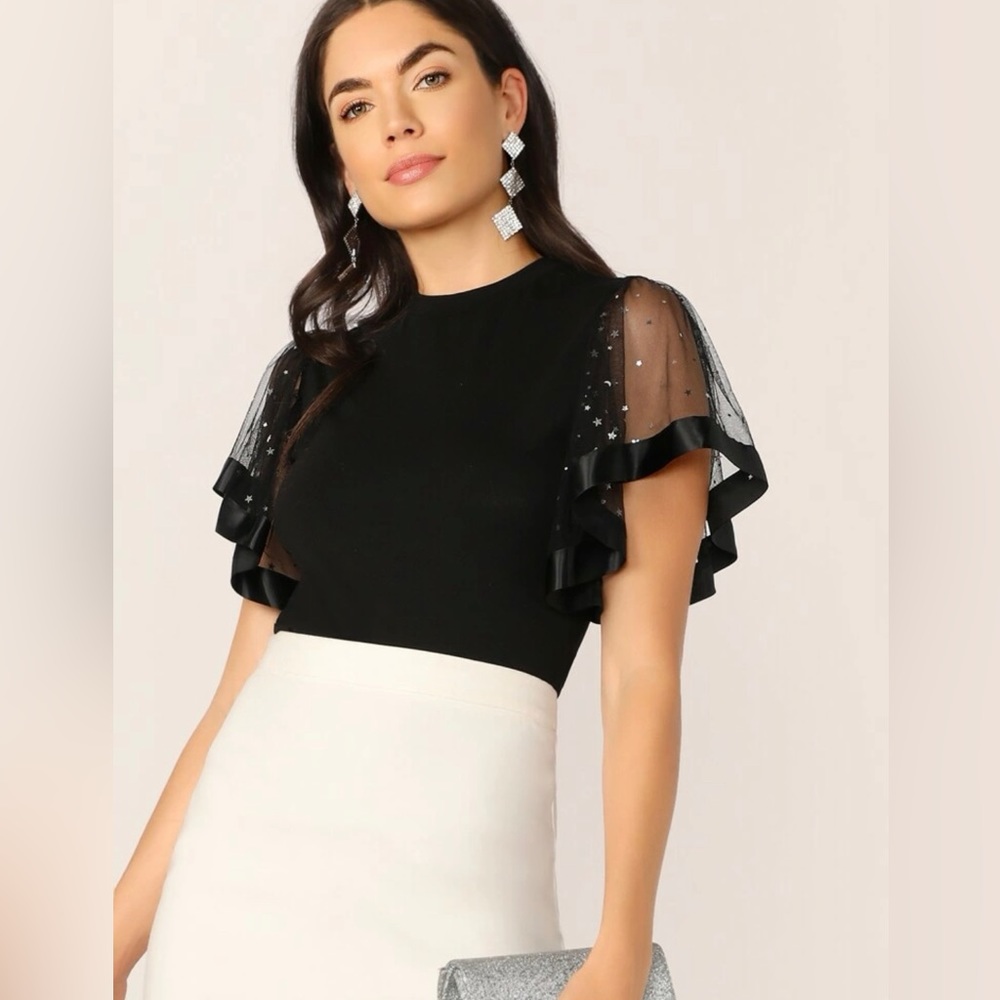 SHEIN Star flutter sleeve top